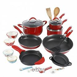 The Pioneer Woman Vintage Speckled Cookware Set 24-Pieces Red Kitchen Pots Pans