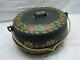 Tole Painted Marietta Co PA 3 Gal Cast Iron Gypsy Kettle Bean Oval Pot Tin Lid