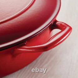 Tramontina Dutch Oven Red Oval Shape Enameled Cast Iron Built-in Handles 7 qt