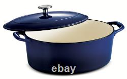 Tramontina Gourmet 7 Qt Enameled Cast-Iron Covered Oval Dutch Oven Gradated Blue