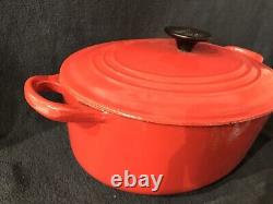 VINTAGE LE CREUSET OVAL Red DUTCH OVEN 5.5 QT = 11 1/4- 9 With Lid