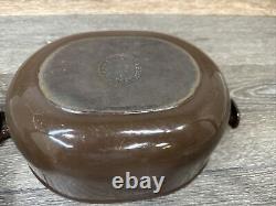 VTG Le Creuset France #25 Brown Cast Iron La Mama Enzo Mari Oval Dutch Oven