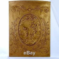 Victorian Cast Iron Fire Place Cover. High Relief Greek Scene in Central Oval