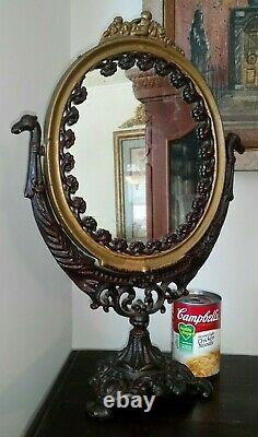 Victorian Cast Iron Mirror 18 tall 19th Century c1837-1901