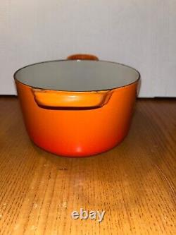 Vintage 1950s Le Creuset Flame Orange Size A Oval Dutch Oven 1.5 Qt