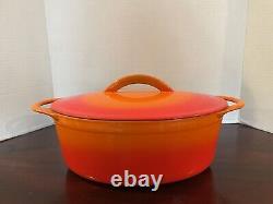 Vintage Andre Cousances 1555 Oval Dutch Oven Flame Orange Enamel with Lid #9 6-7q