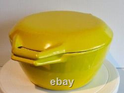 Vintage Canari Yellow Enamel Cast Iron 2 Qt Cocotte With LID Copco Denmark D2