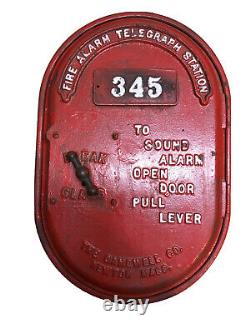 Vintage Cast Iron Gamewell Industrial Fire Alarm Telegraph Station Call Box Oval