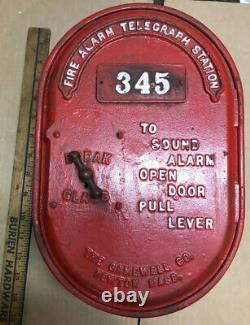 Vintage Cast Iron Gamewell Industrial Fire Alarm Telegraph Station Call Box Oval