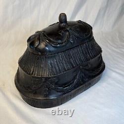Vintage Cast Iron Lidded Oval Trinket Box victorian style 12 Inches
