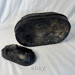 Vintage Cast Iron Lidded Oval Trinket Box victorian style 12 Inches