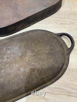 Vintage Cast Iron Oval Fish Fry Skillet BSR 3052 D With Lid