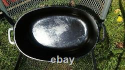 Vintage Cast Iron Oval Roaster Pan with lid restored condition