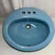 Vintage Cast Iron Robin Egg Blue Oval Drop In Bathroom Sink American Standard