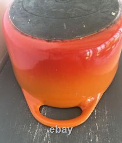 Vintage Doufeu Cousances #16 French Dutch Oven Flame Orange Oval WithLid Handles