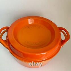 Vintage Doufeu Cousances Le Creuset #24 Cast Iron Oval Dutch Oven Orange Flame