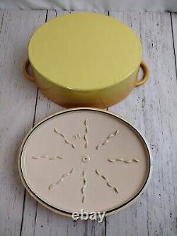 Vintage Enameled Cast Iron Dutch Oven 31 Made in France Yellow 12 Long Oval