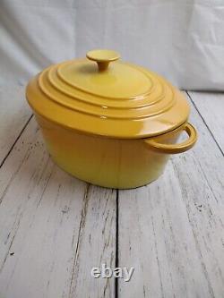 Vintage Enameled Cast Iron Dutch Oven 31 Made in France Yellow 12 Long Oval