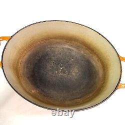 Vintage LE CREUSET Enameled 11.5 Cast Iron Oval Dutch Oven F Orange Flame