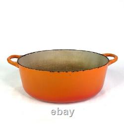 Vintage LE CREUSET Enameled 11.5 Cast Iron Oval Dutch Oven F Orange Flame