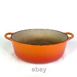 Vintage LE CREUSET Enameled 11.5 Cast Iron Oval Dutch Oven F Orange Flame