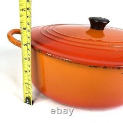 Vintage LE CREUSET Enameled 11.5 Cast Iron Oval Dutch Oven F Orange Flame