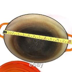 Vintage LE CREUSET Enameled 11.5 Cast Iron Oval Dutch Oven F Orange Flame