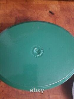 Vintage LE CREUSET Green Oval 6.75 Qt. Cast Iron Enamel Oval Dutch Oven #31