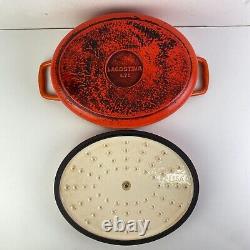 Vintage Lagostina Orange Enameled Cast Iron 4.7 L / 5 qt Oval Dutch Oven Pot