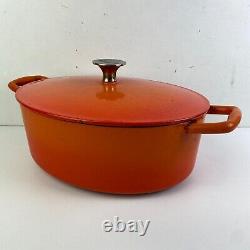Vintage Lagostina Orange Enameled Cast Iron 4.7 L / 5 qt Oval Dutch Oven Pot