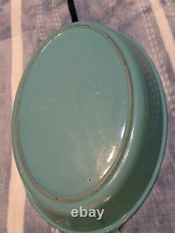 Vintage Le Creuset #32 Oval Au Gratin Casserole Pan Teal Aqua Turquoise Blue