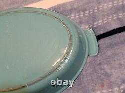 Vintage Le Creuset #32 Oval Au Gratin Casserole Pan Teal Aqua Turquoise Blue