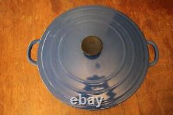 Vintage Le Creuset 9 1/2 Quart H Enamel Cast Iron Round Dutch Oven Pot Blue