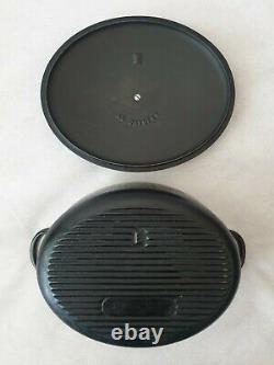 Vintage Le Creuset Black Cast Iron Oval Casserole Dish with Lid Size E 11 28cm