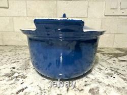 Vintage Le Creuset Blue Enameled Cast Iron 26 Oval Casserole with Lid 5.5QT