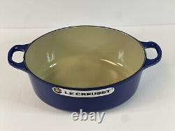 Vintage Le Creuset Cast Iron Blue Oval Dutch Oven 2.75 qt