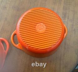 Vintage Le Creuset Cast Iron Cerise Oval Doufeu Dutch Oven orange