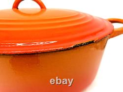 Vintage Le Creuset Cast Iron Dutch Oven Flame Orange/Red, WithLID