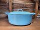 Vintage Le Creuset Cast Iron Enamel Oval Dutch Oven Pot H 9.5 Quart