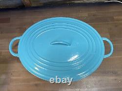 Vintage Le Creuset Cast Iron Enamel Oval Dutch Oven Pot H 9.5 Quart