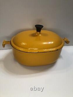 Vintage Le Creuset Dutch Oven #25 ENZO MARI LA MAMA Saffron Yellow Orange with Lid