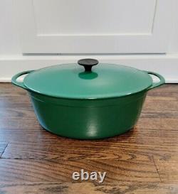 Vintage Le Creuset Dutch Oven Oval Green With Lid # 20 No Chips in Enamel