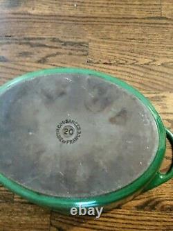 Vintage Le Creuset Dutch Oven Oval Green With Lid # 20 No Chips in Enamel