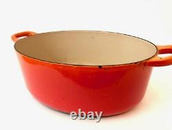 Vintage Le Creuset E Cast Iron Orange Round Dutch Oven Oval