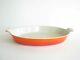 Vintage Le Creuset Enamel Cast Iron Oval 16 Gratin Baking Dish Flame Orange #36