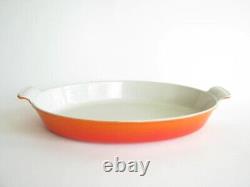 Vintage Le Creuset Enamel Cast Iron Oval 16 Gratin Baking Dish Flame Orange #36