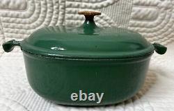 Vintage Le Creuset Enzo Mari La Mama Green #25 Oval Baking Oven Pan With Lid