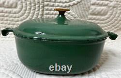 Vintage Le Creuset Enzo Mari La Mama Green #25 Oval Baking Oven Pan With Lid