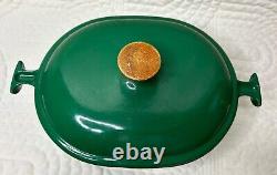 Vintage Le Creuset Enzo Mari La Mama Green #25 Oval Baking Oven Pan With Lid