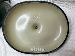 Vintage Le Creuset Enzo Mari La Mama Green #25 Oval Baking Oven Pan With Lid